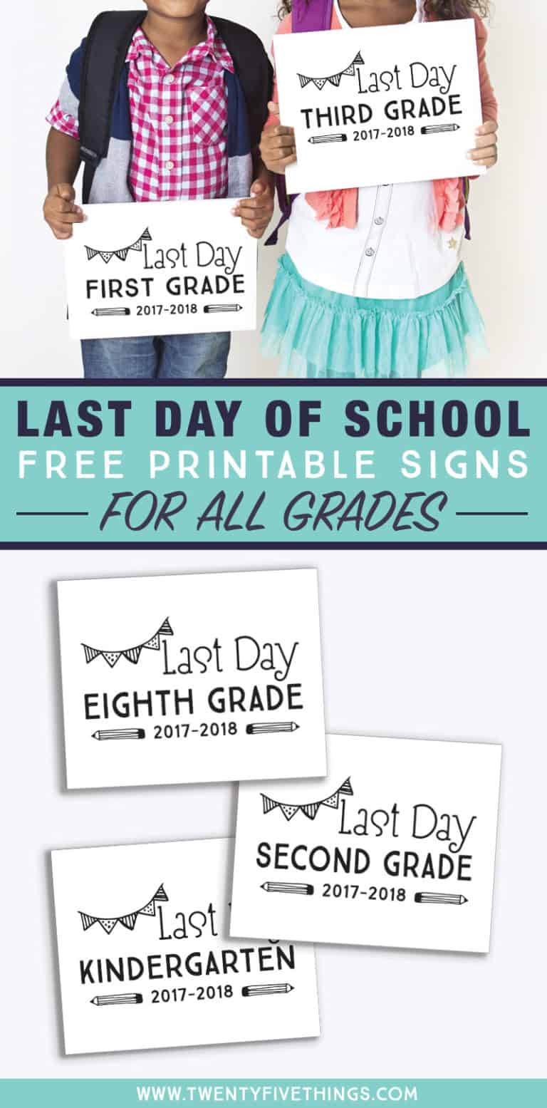 Free Printable Last Day Of School Signs For All Grades - Fun Loving 