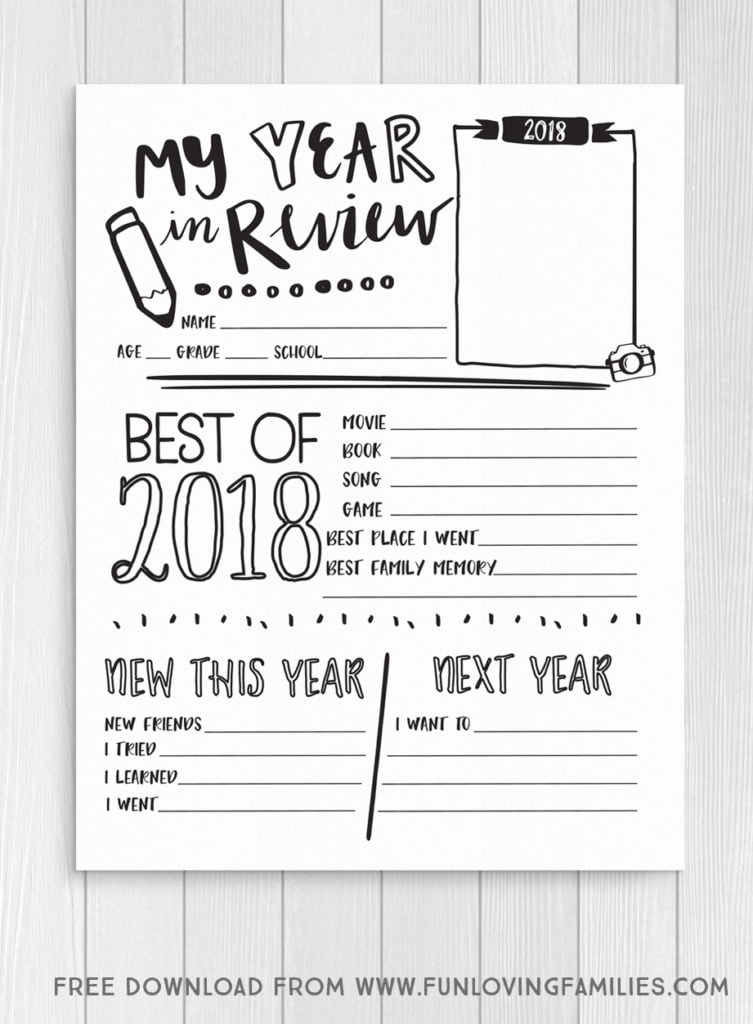 2019 Year in Review Printable for Kids Fun Loving Families