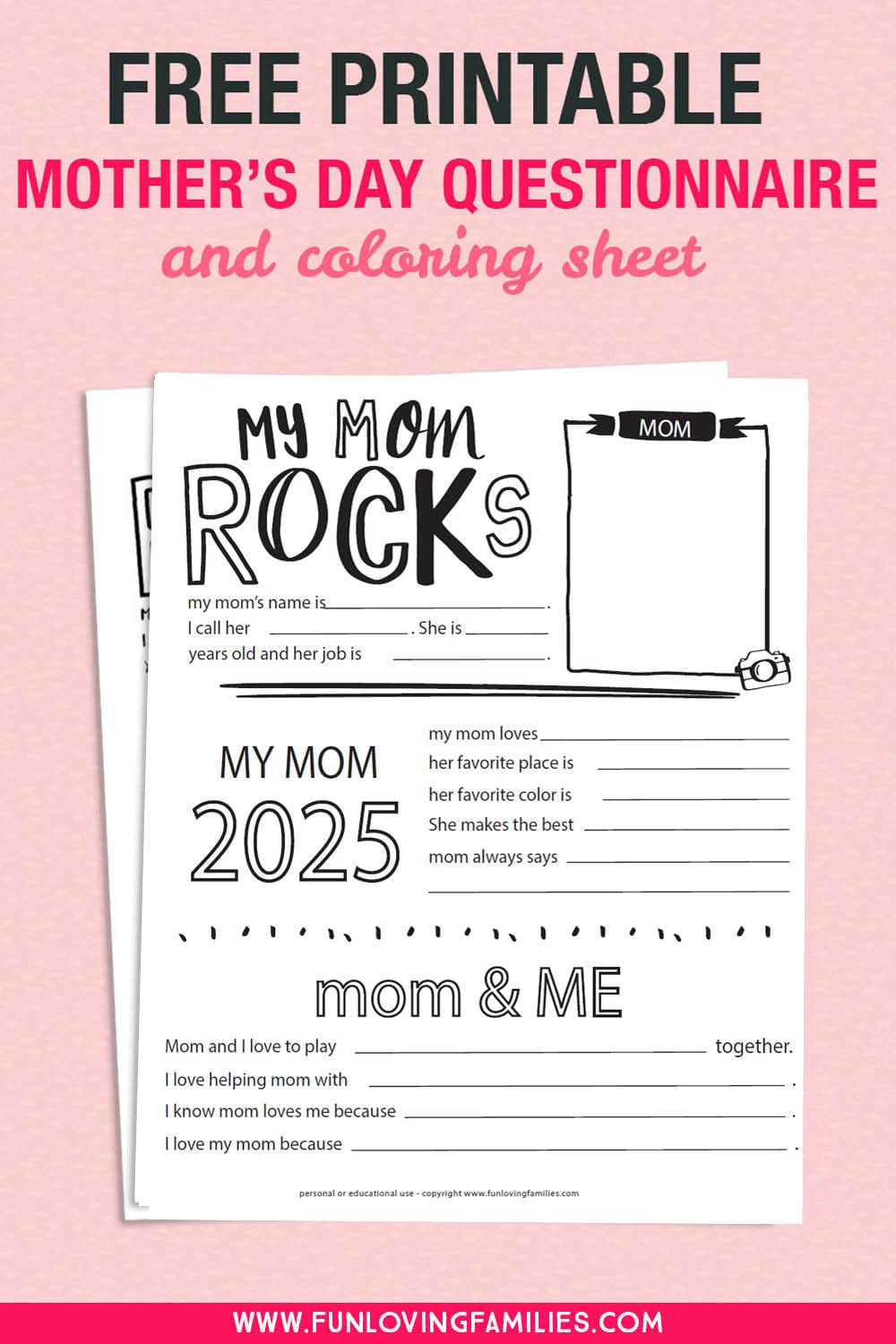 Mother's day questionaire printable