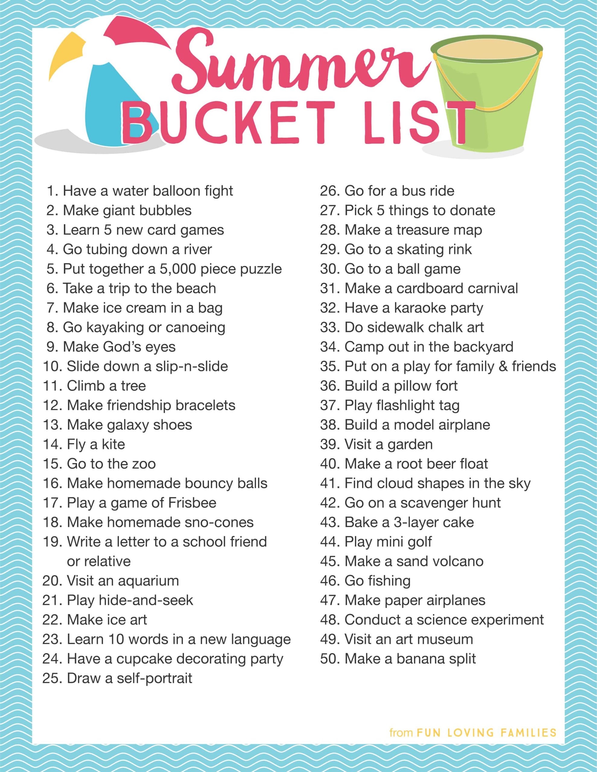 Summer Bucket List for Families - Fun Loving Families