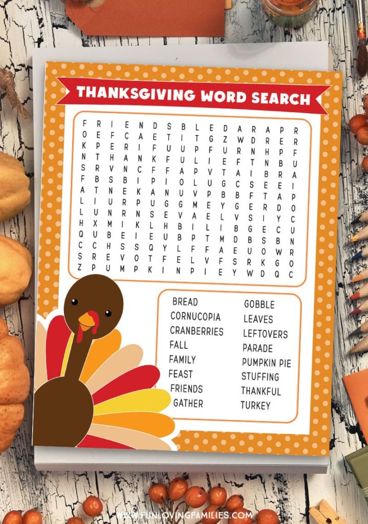 Thanksgiving Word Search Printable - Fun Loving Families