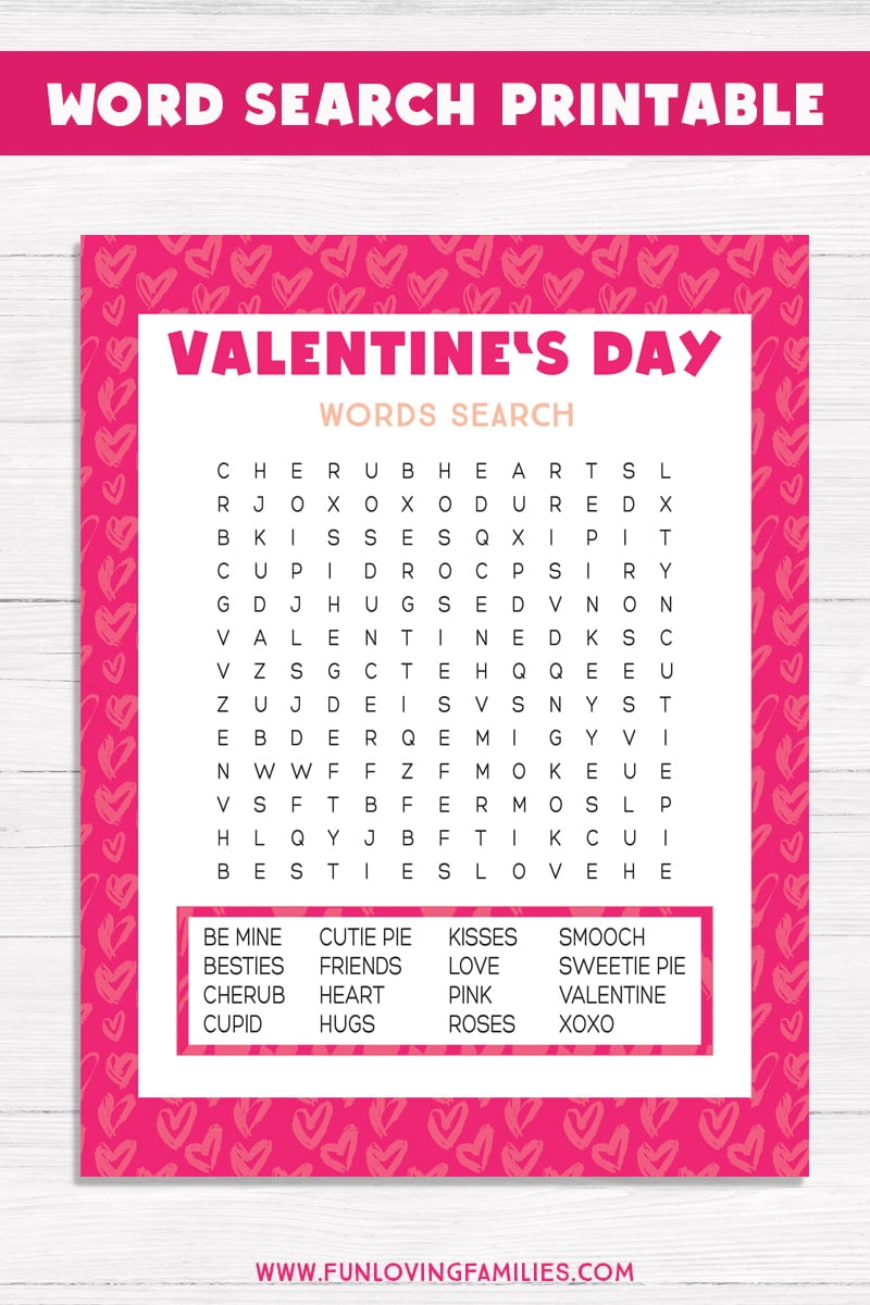 Valentine s Day Word Search Printable PDF Fun Loving Families