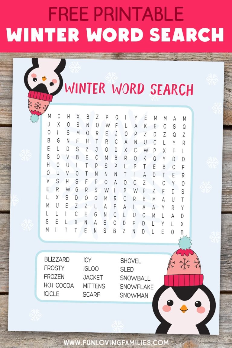 Winter Word Search Free Printable Kids Activity Fun Loving Families