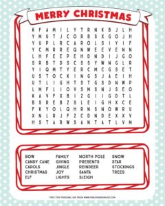 Printable Christmas Word Search - Fun Loving Families