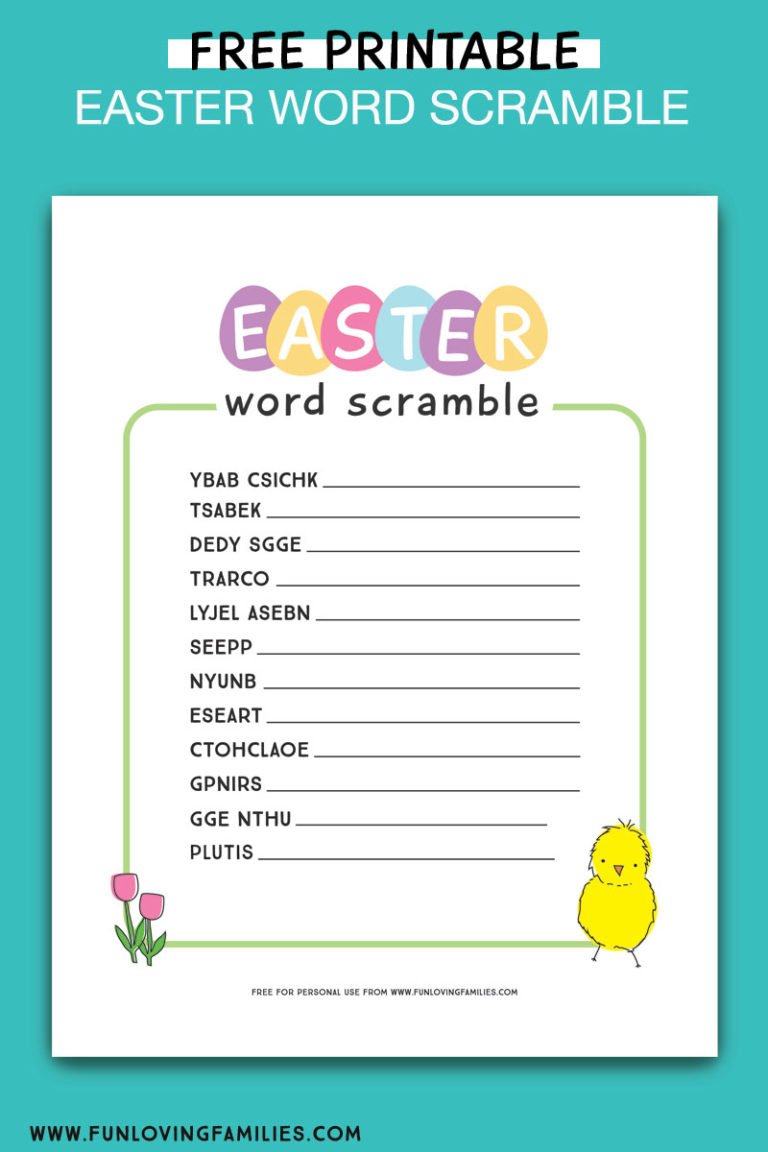 Easter Word Scramble Printable - Fun Loving Families