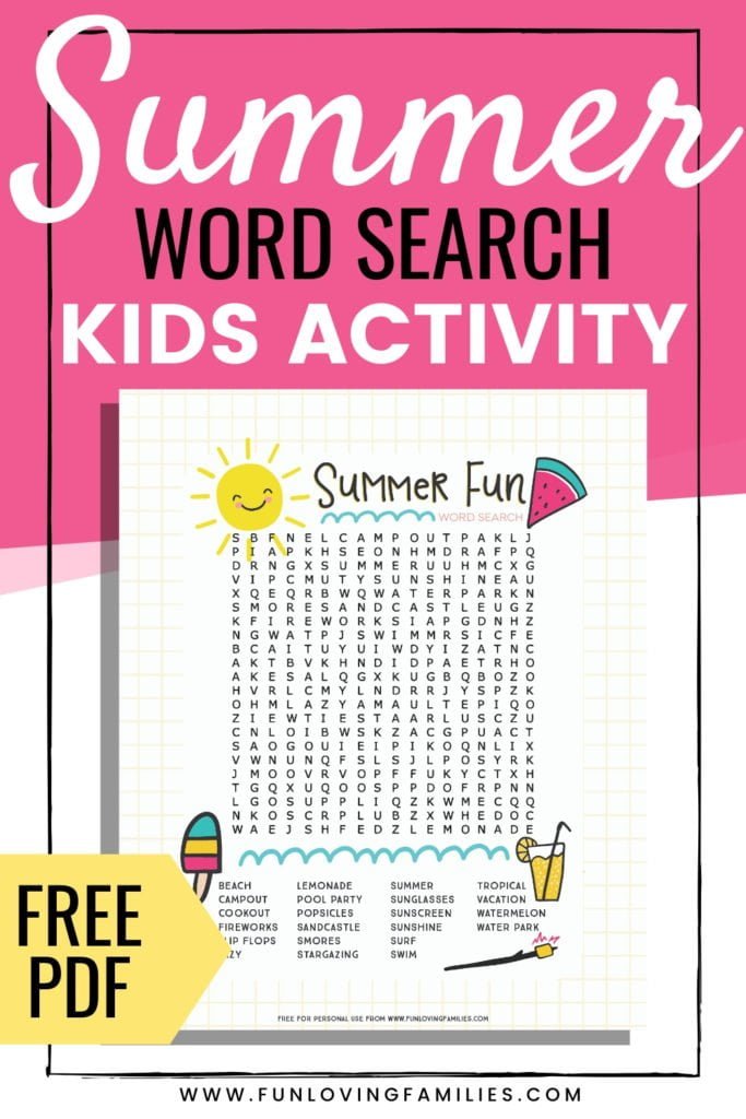 Summer Word Search Free Printable Activity - Fun Loving Families