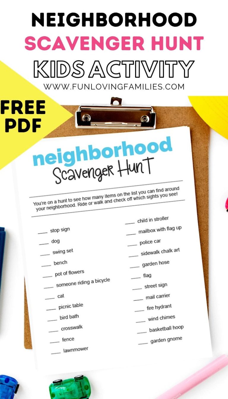 Neighborhood Scavenger Hunt Printable - Fun Loving Families