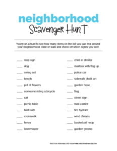 Neighborhood Scavenger Hunt Printable - Fun Loving Families