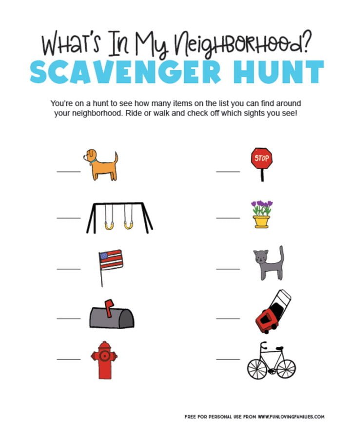 Neighborhood Scavenger Hunt Printable Fun Loving Families