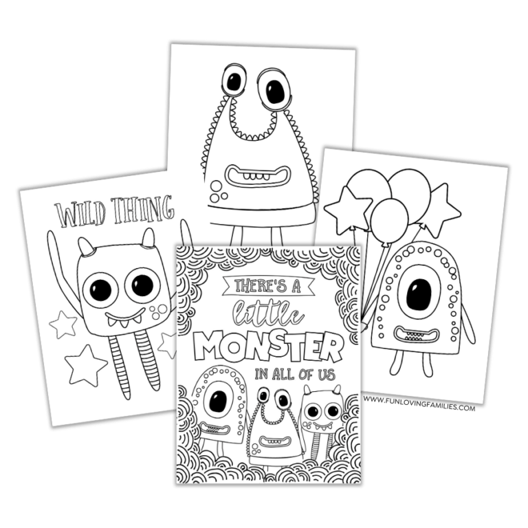 Monster Coloring Pages: 4 Cute and Silly Monsters for Kids (Free ...