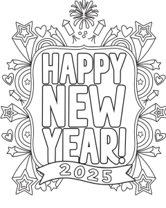 Happy New Year Coloring Pages for 2025 - Fun Loving Families