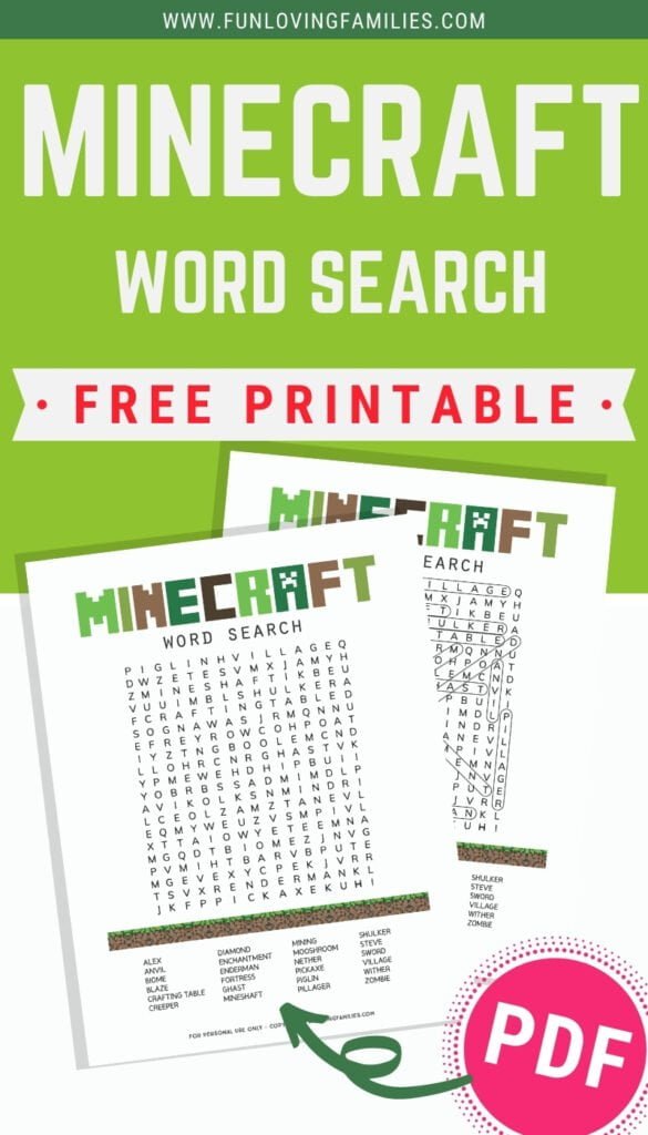 Minecraft Word Search - Fun Loving Families