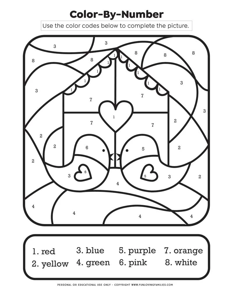 Valentine s Day Color By Number Free Printable PDF Fun Loving Families