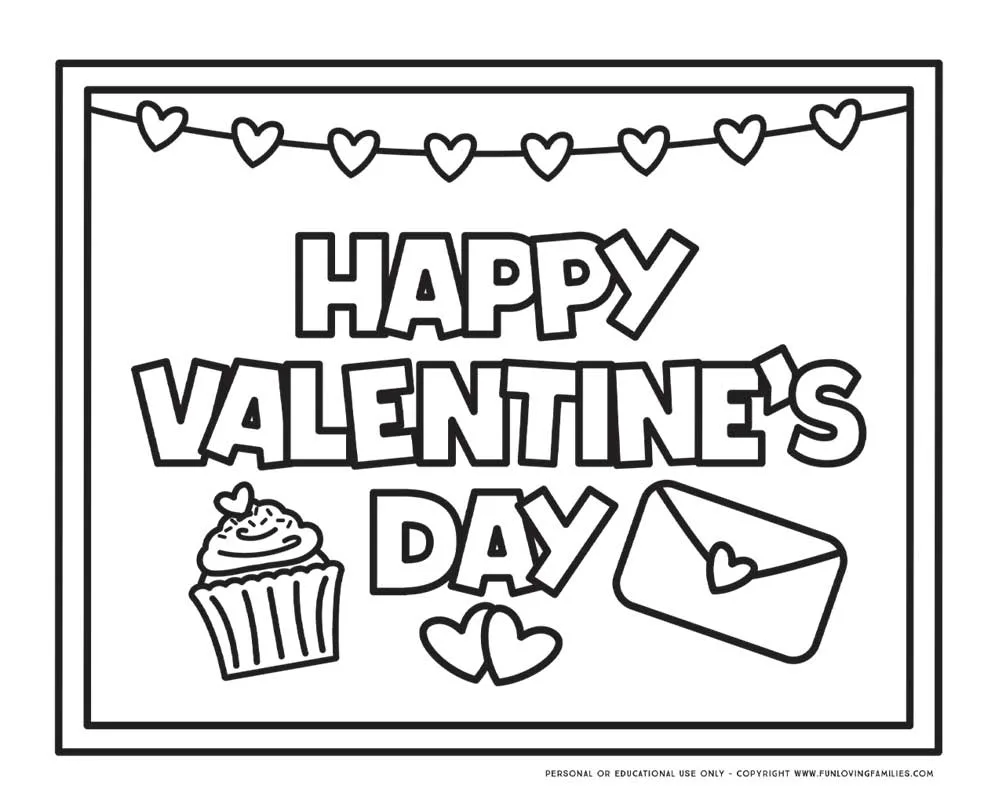 happy valentines day coloring pages printable