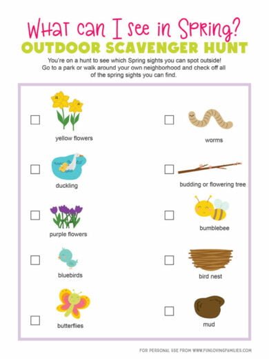 Spring Scavenger Hunt Printable - Fun Loving Families