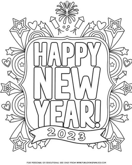 Happy New Year Coloring Pages for 2023 Fun Loving Families