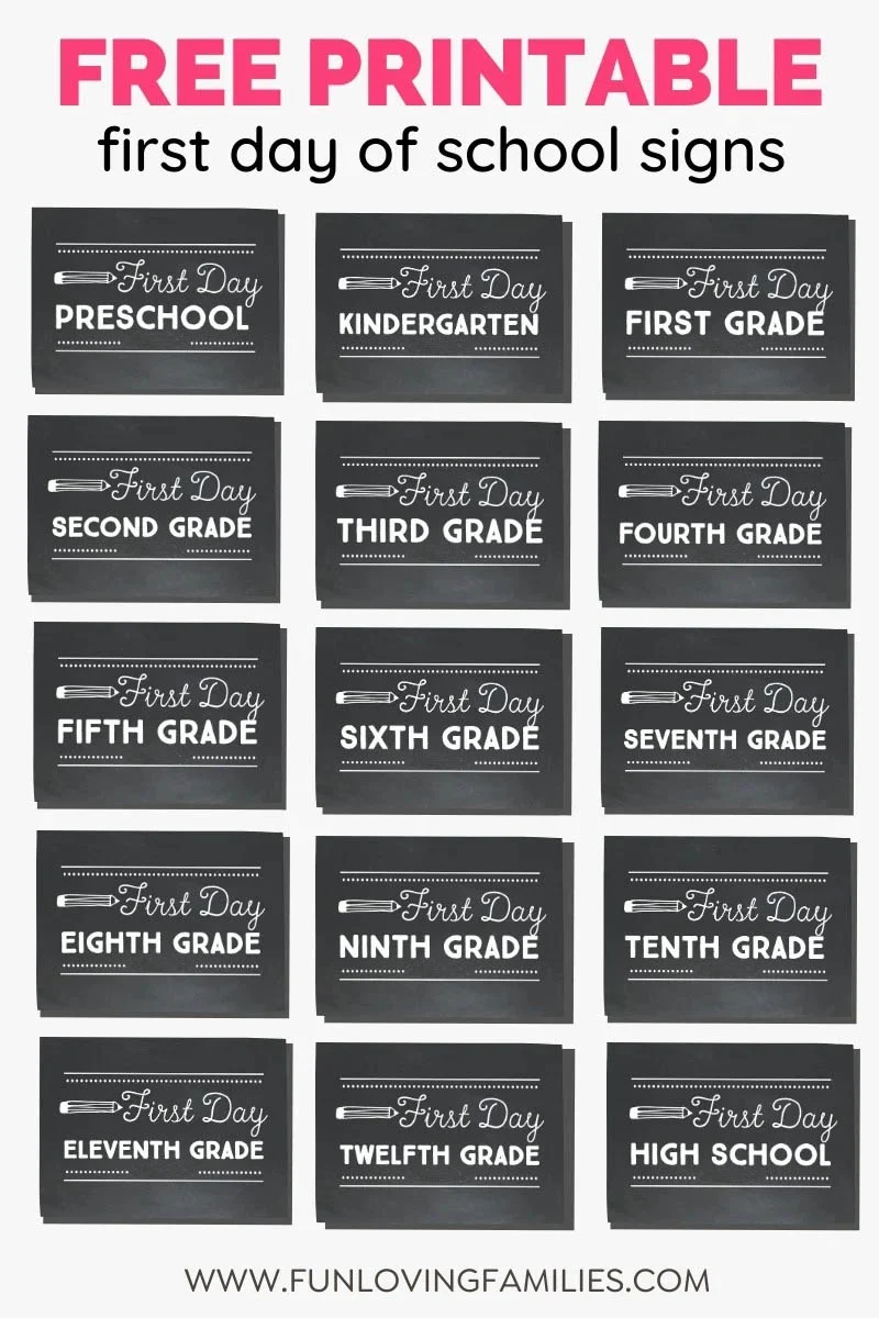 Printable First Day Of School Chalkboard Signs .webp