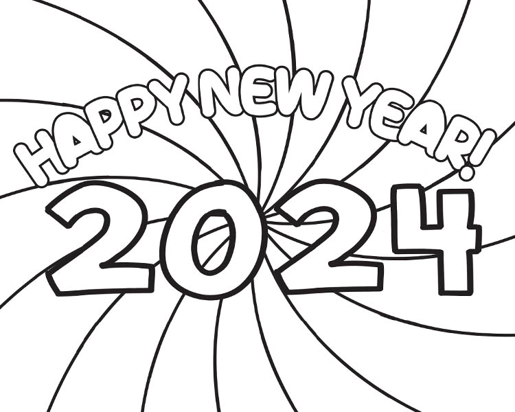 Happy New Year Coloring Page Image 2024 