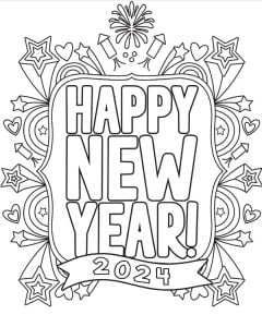 Happy New Year Coloring Pages for 2024 - Fun Loving Families