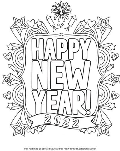 Happy New Year Coloring Pages for 2022 - Fun Loving Families